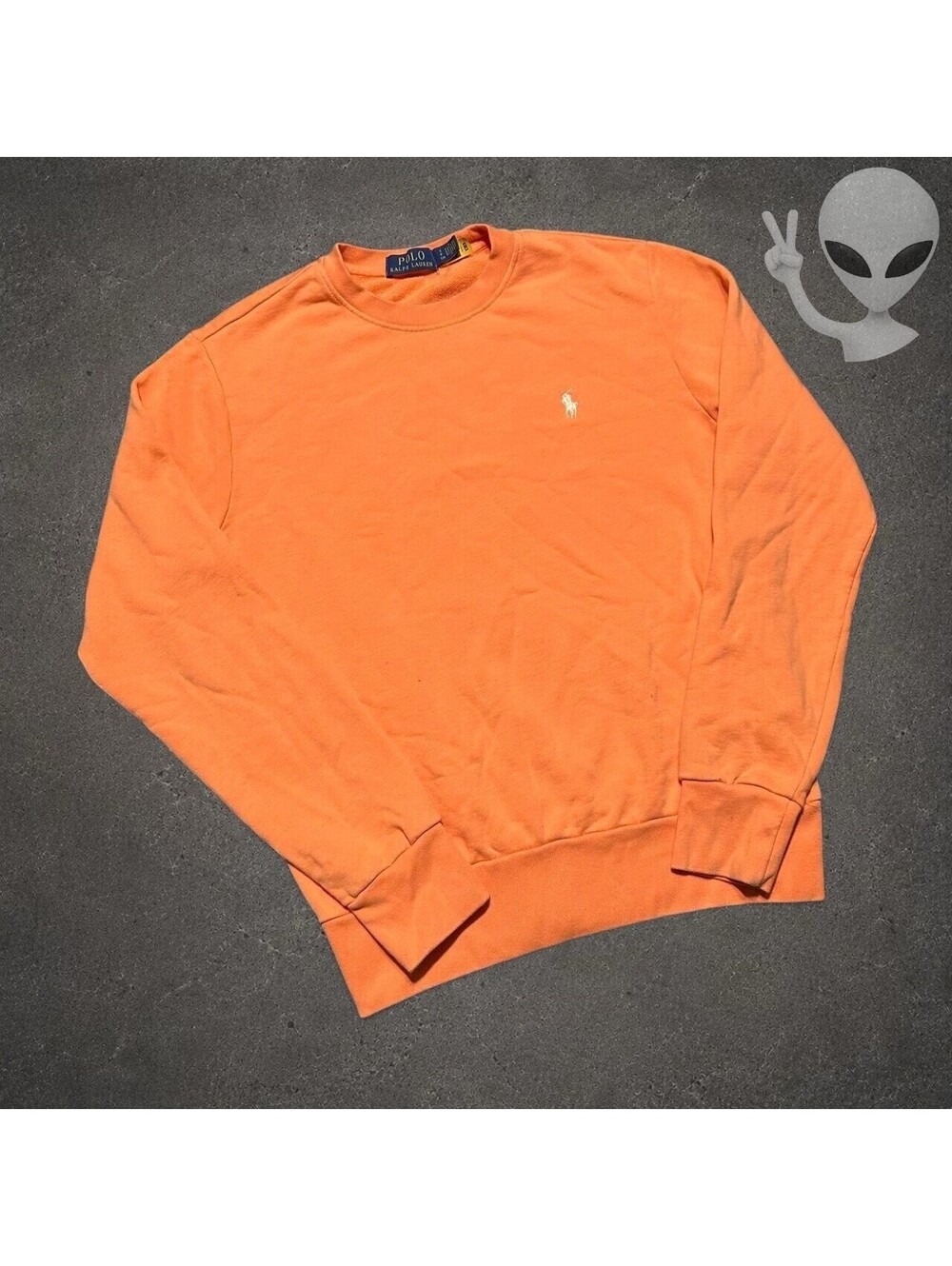Polo Ralph Lauren Crewneck Sweater Mens Size S Orange Cotton Knit Pony Preppy